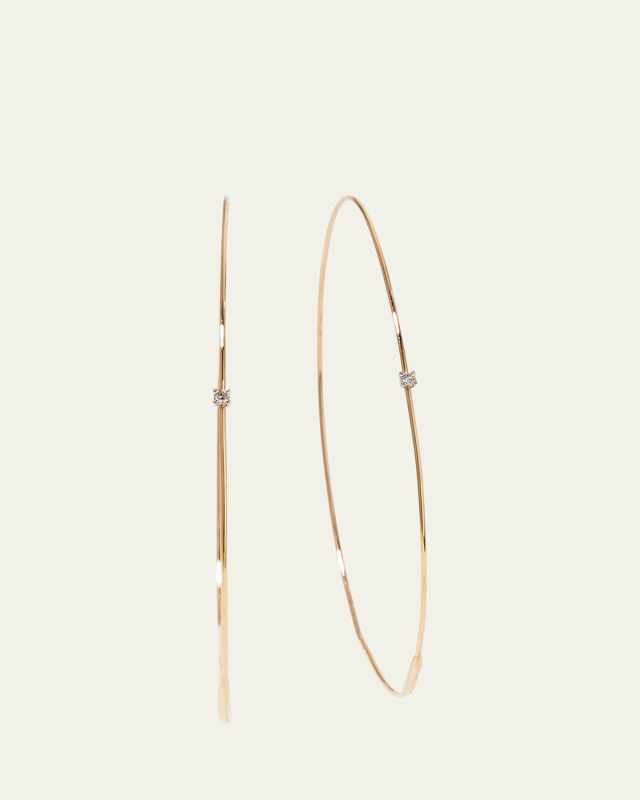Large Magic Diamond Hoops, Yellow Gold