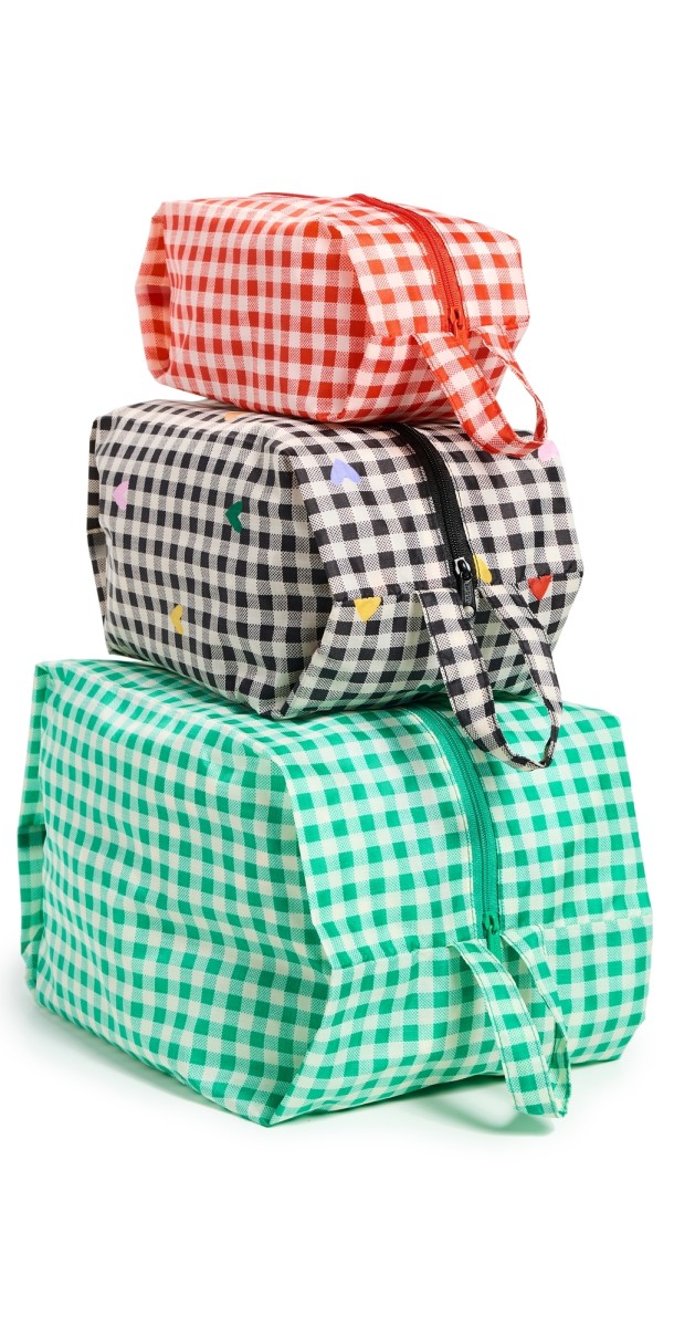 BAGGU Gingham 3D Zip Set Gingham