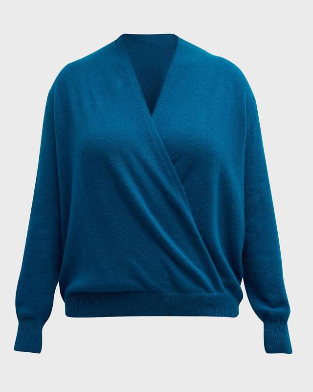 Plus Size Cashmere Faux Wrap Sweater