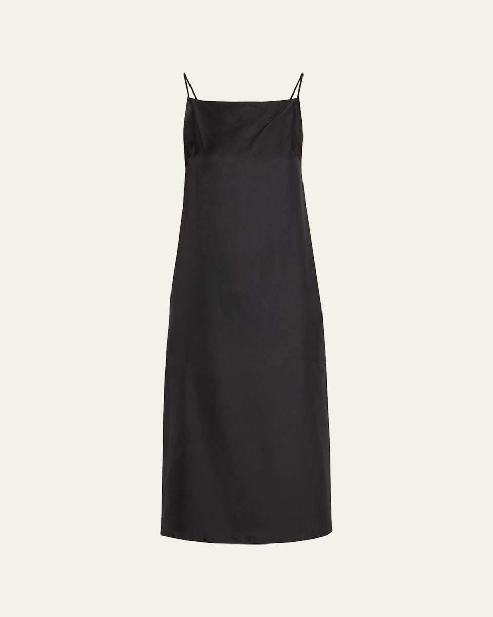 Boat-Neck Midi Silk Dress