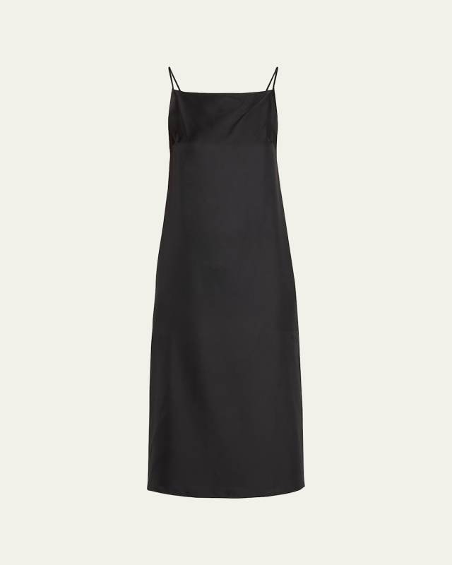 Boat-Neck Midi Silk Dress