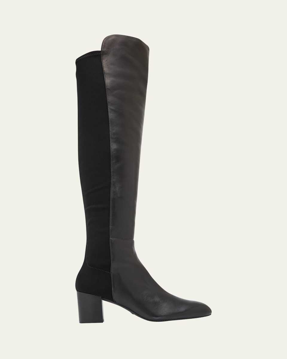 Stretch Leather Over-The-Knee Boots