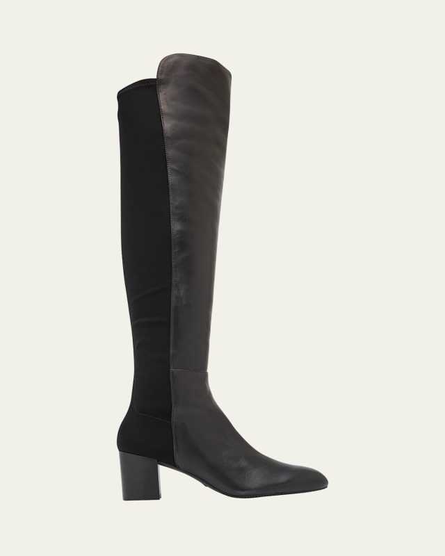 Stretch Leather Over-The-Knee Boots