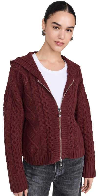 Still Here Dakota Zip Sweater in Burgundy Burgundy