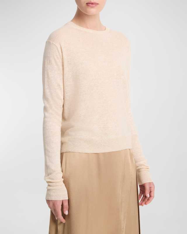 Tissue Linen and Cashmere Crewneck Sweater