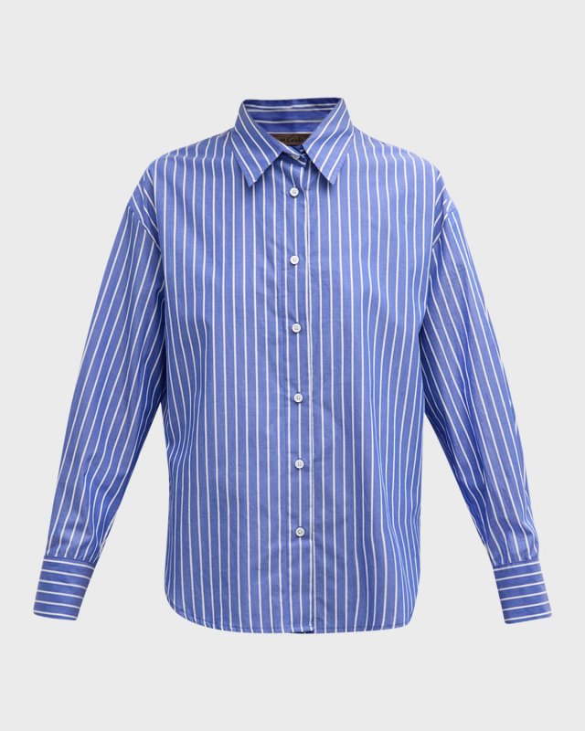 Striped Poplin Long-Sleeve Shirt
