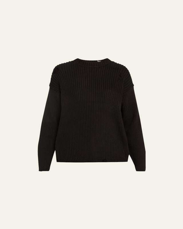 Freddy Ripped Cotton Knit Crew Sweater