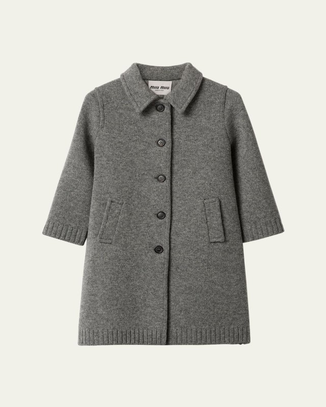 Three-Quarter Sleeve Slim Wool Cardigan