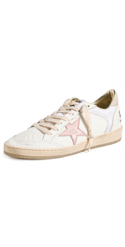 Golden Goose Ballstar Leather and Nylon Upper Sneakers WHITE/PINK/LIGHT BLUE