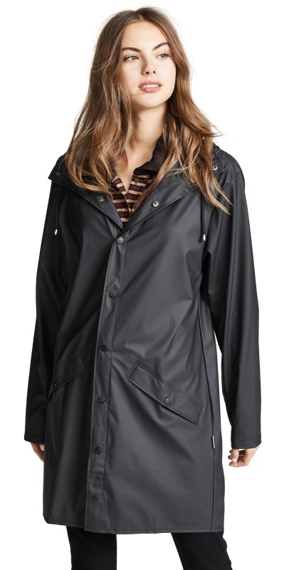 Rains Long Rain Jacket Black
