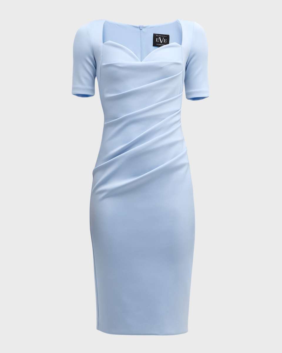 Amandalee Pleated Bodycon Sweetheart Midi Dress