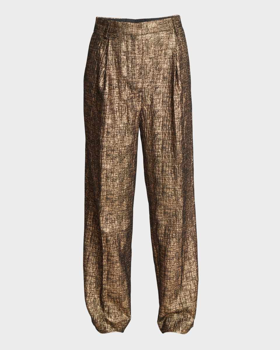Porter Metallic Tweed Wide-Leg Pants