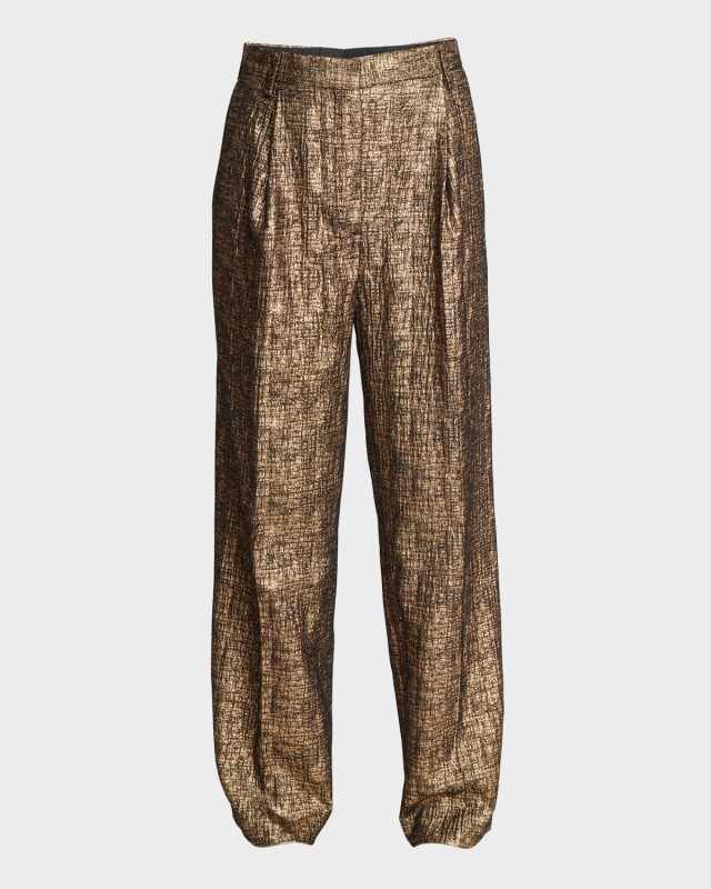 Porter Metallic Tweed Wide-Leg Pants