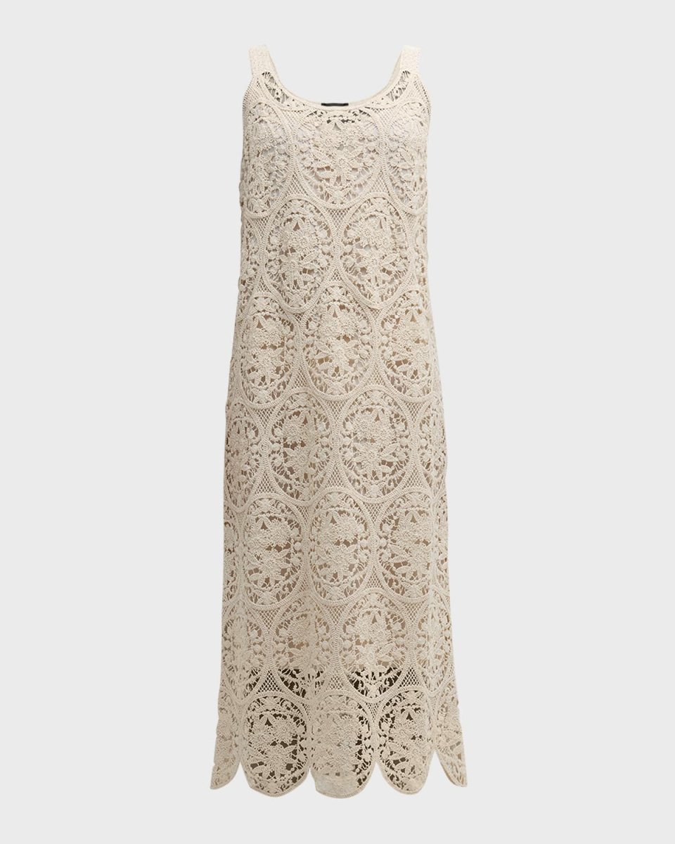 Riber Scalloped Embroidered Midi Dress