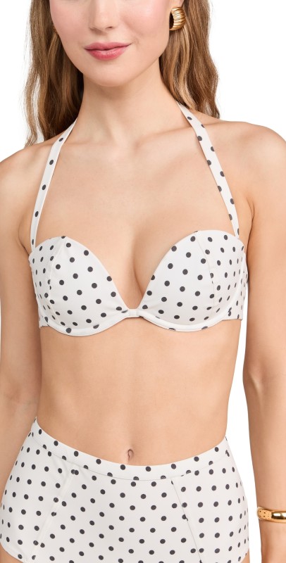 Reformation Lago Bikini Top White Dot
