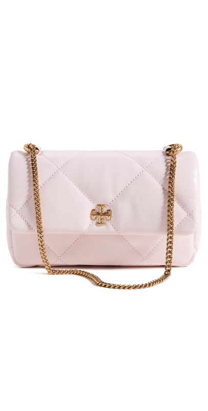 Tory Burch Mini Kira Diamond Quilted Flap Rose Salt