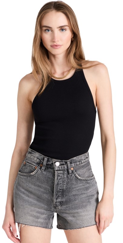 Good American Heritage Ribbed Tank Top White001
