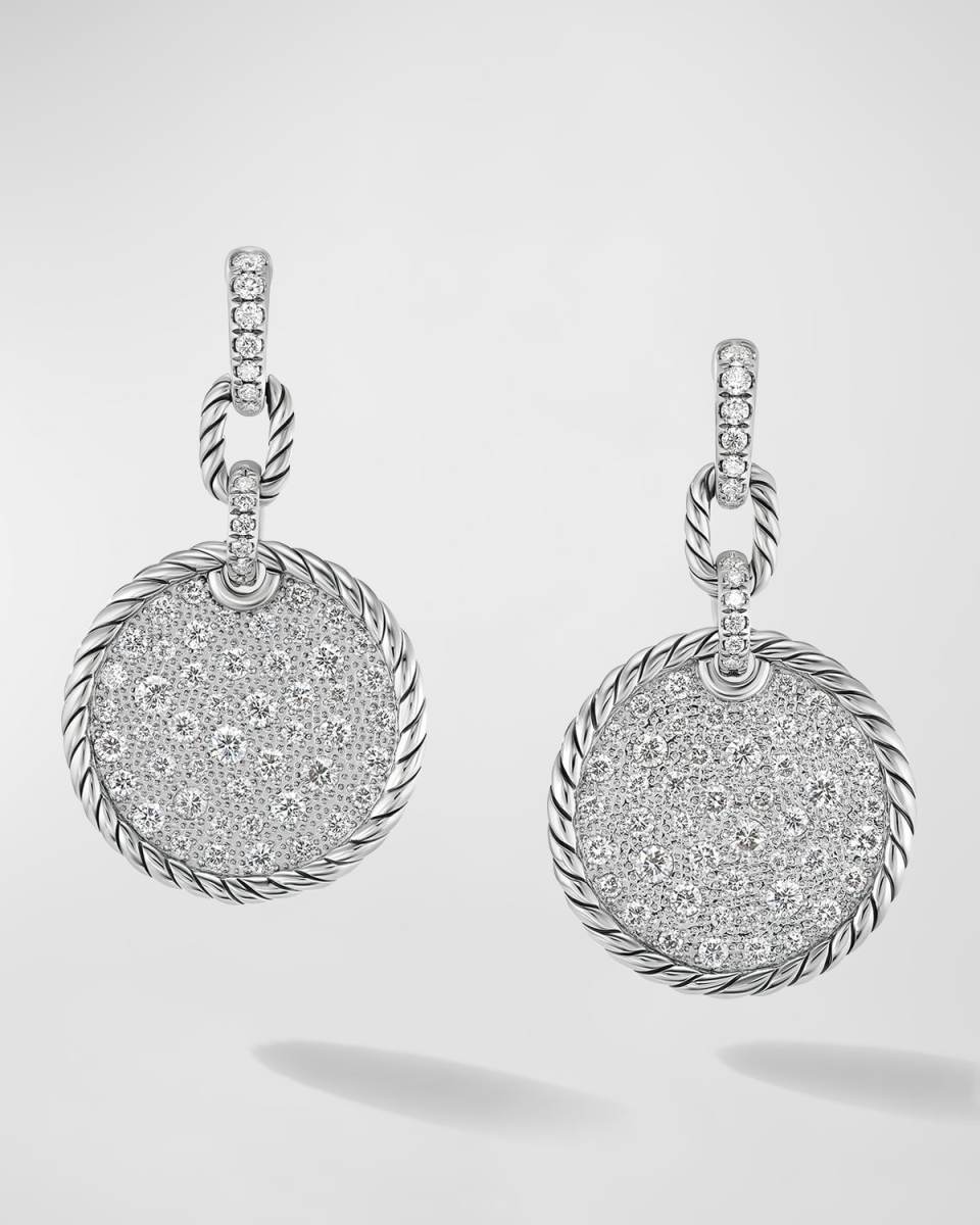 Elements Earrings with Diamonds in Silver, 0.75"