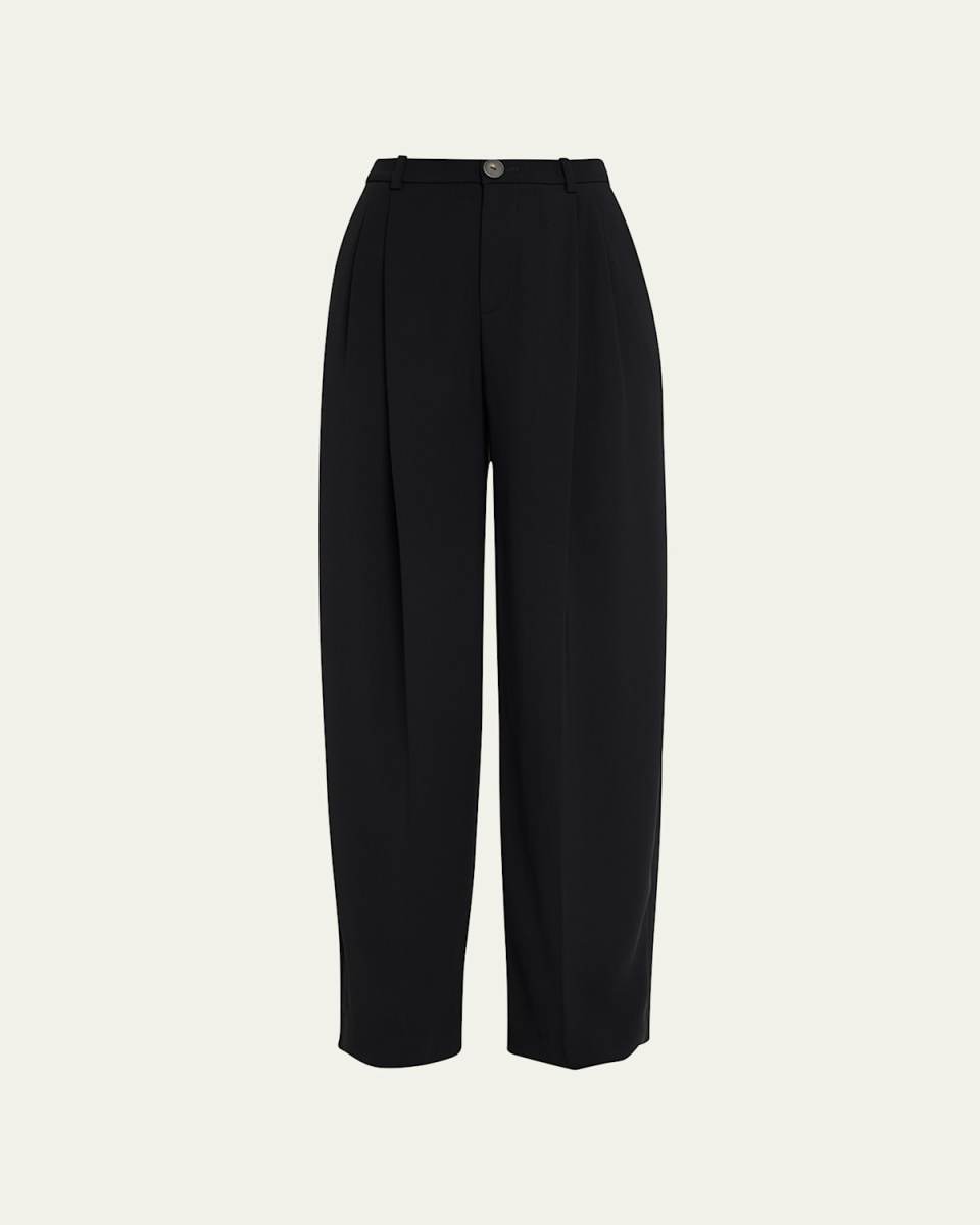 Drop-Waist Pleated Crepe Trousers