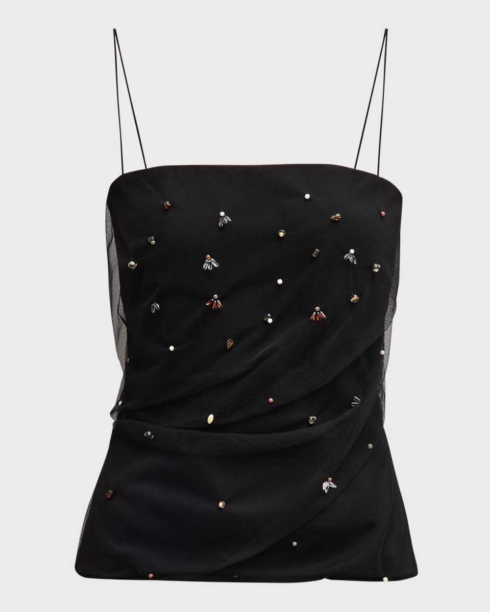 Emotional Essence I Beaded Tulle Top