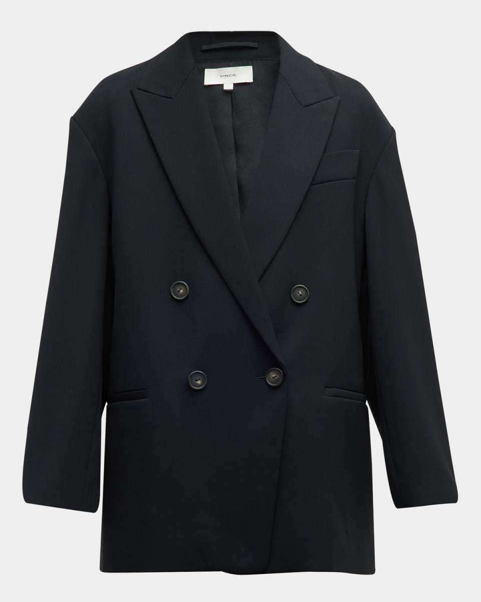 Double-Breasted Crepe Boyfriend Blazer