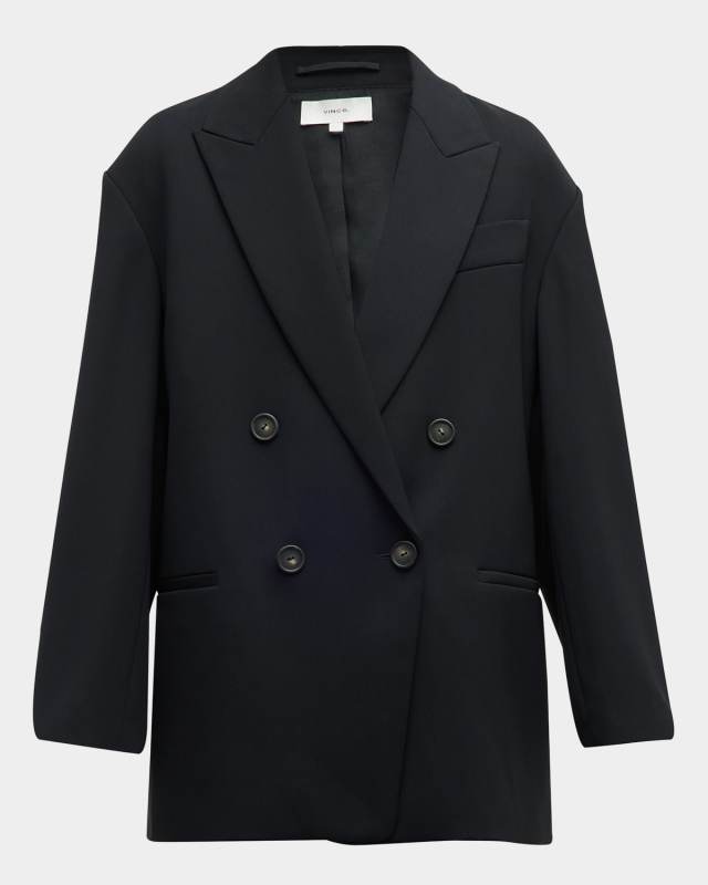 Double-Breasted Crepe Boyfriend Blazer
