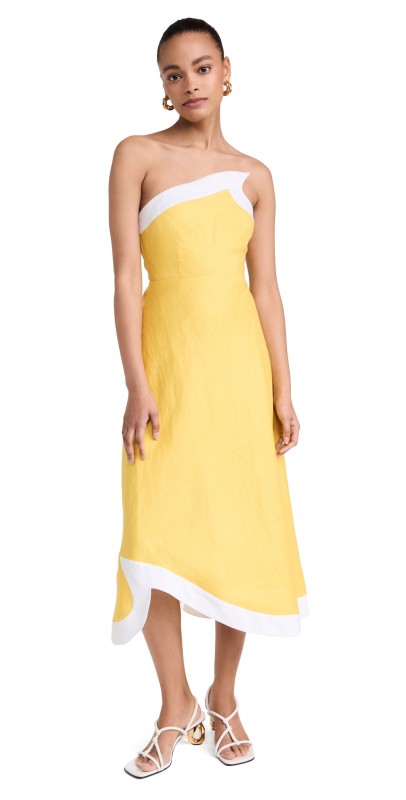 STAUD Sirani Dress Sunrise/White