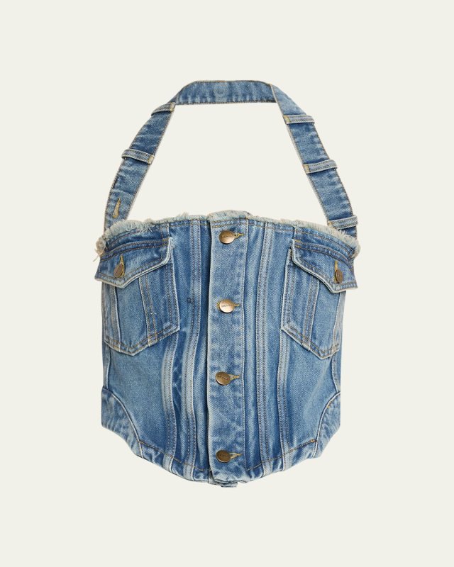 Halterneck Denim Cropped Bustier