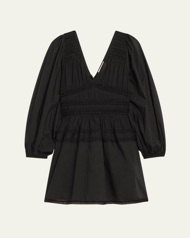 Nomi Shirred Lace-Inset Mini Dress