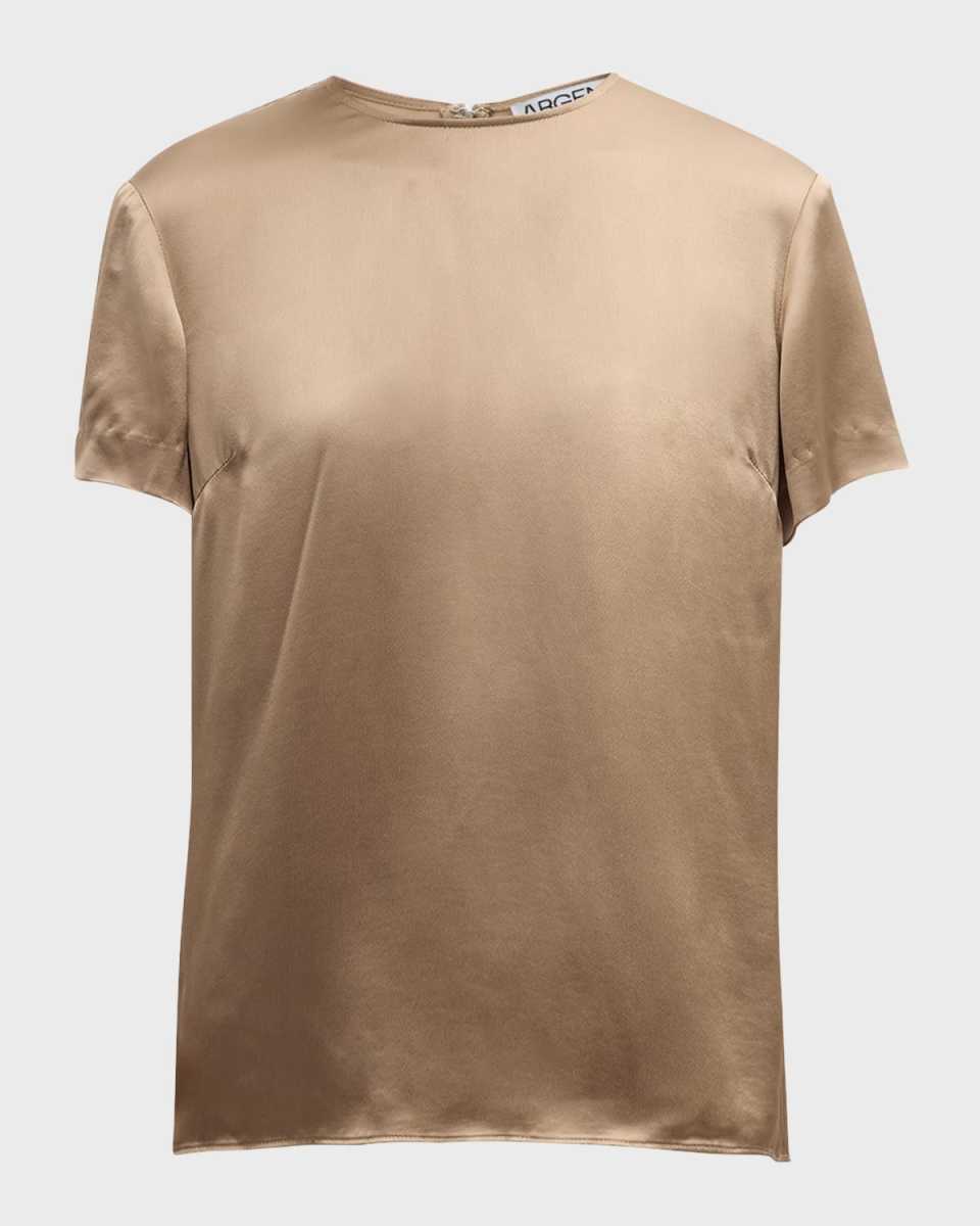 Crewneck Viscose Satin Top