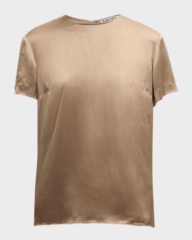 Crewneck Viscose Satin Top