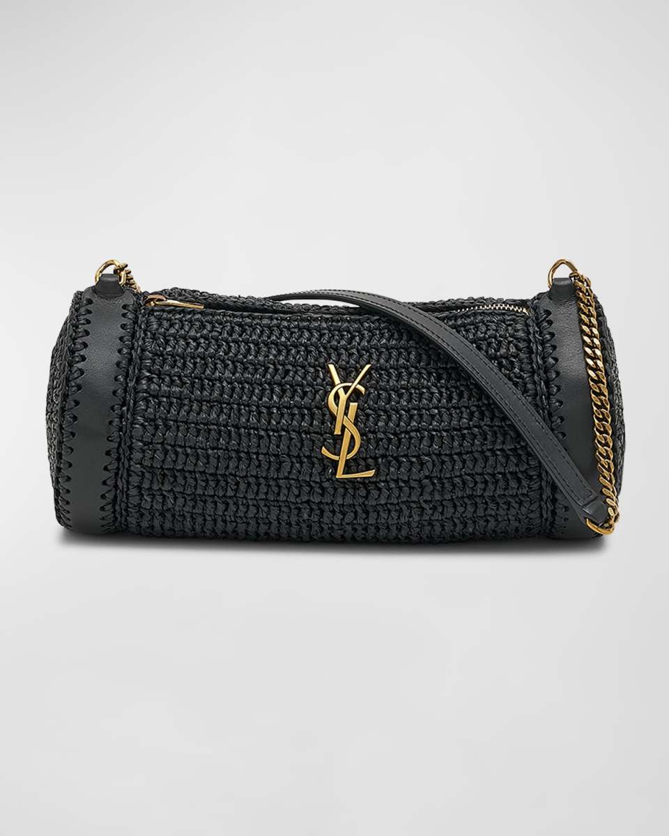Cassandre Small YSL Tube Shoulder Bag in Raffia