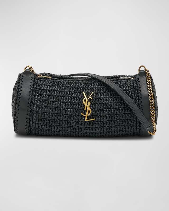 Cassandre Small YSL Tube Shoulder Bag in Raffia