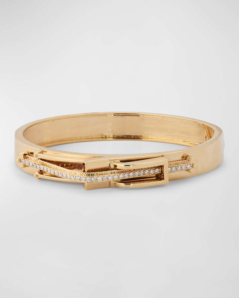 14K Yellow Gold Diamond Buckle Bracelet, Medium
