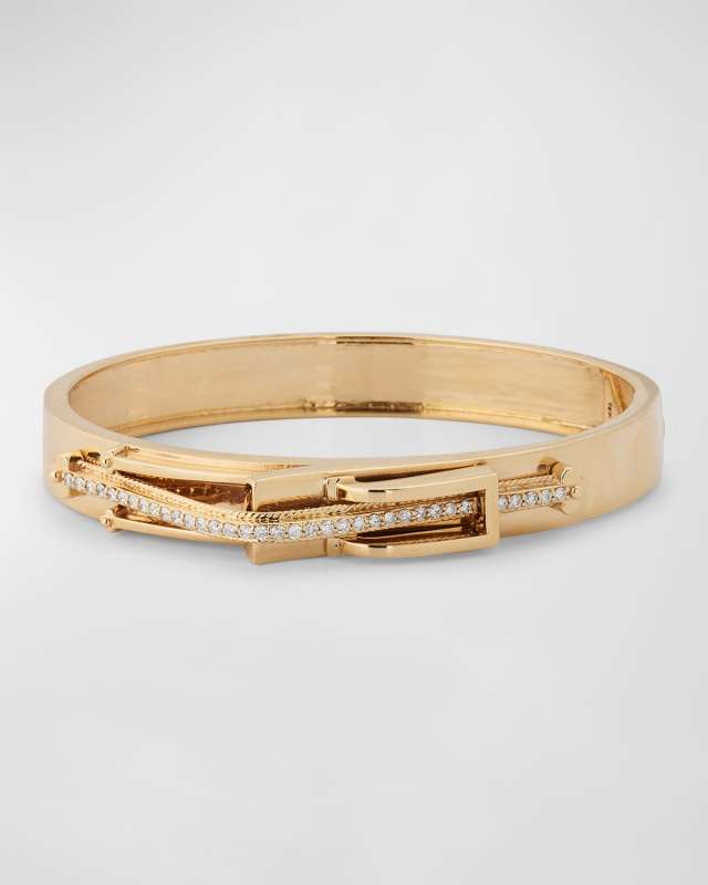 14K Yellow Gold Diamond Buckle Bracelet, Medium