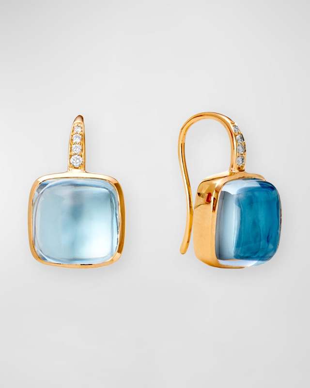 18K Yellow Gold Sugarloaf Candy Earrings with Diamonds