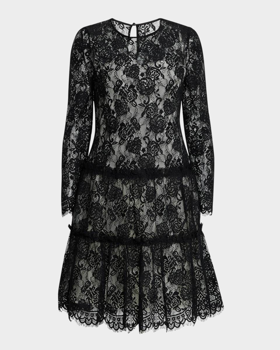 Tiered Floral Lace Dress