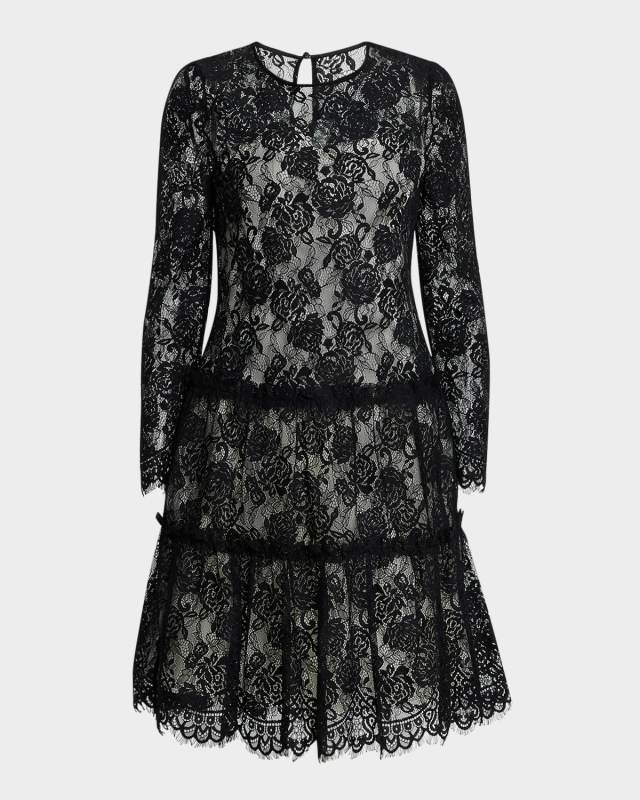 Tiered Floral Lace Dress