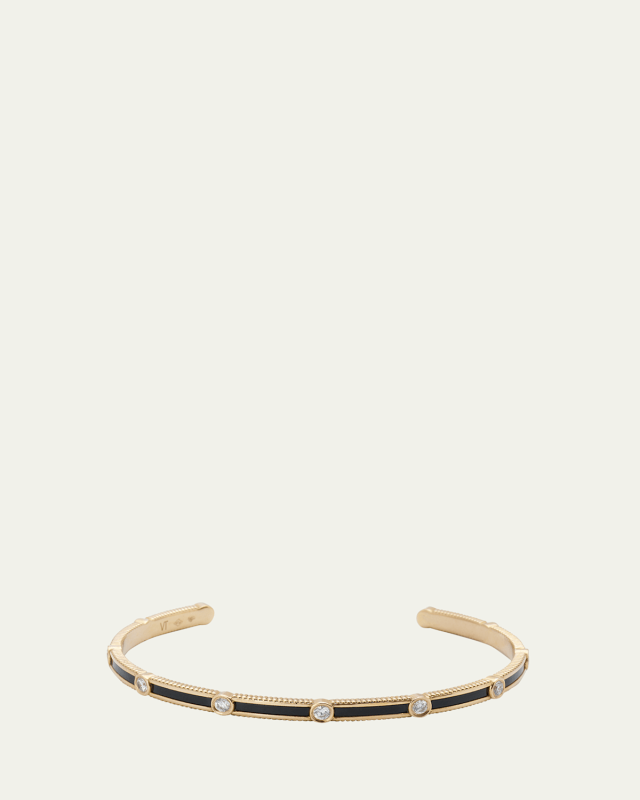 Rayon Bangle in Onyx, 18K Yellow Gold and Diamonds
