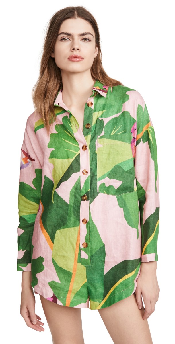 FARM Rio Tropicalistic Linen Romper Tropicalistic
