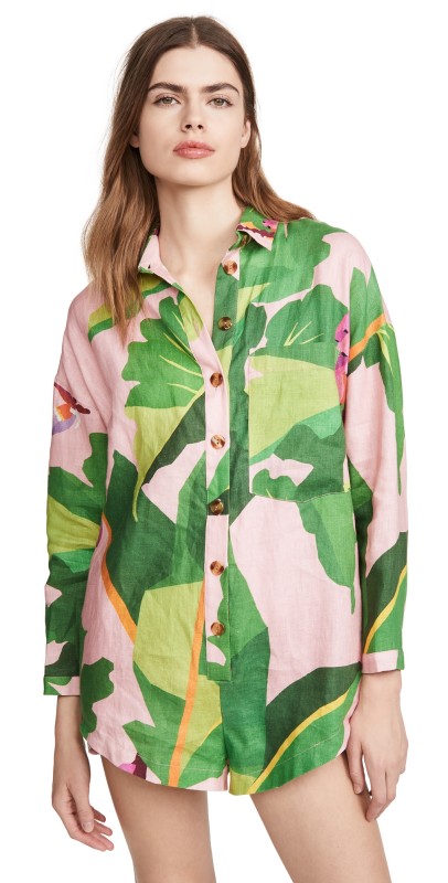 FARM Rio Tropicalistic Linen Romper Tropicalistic