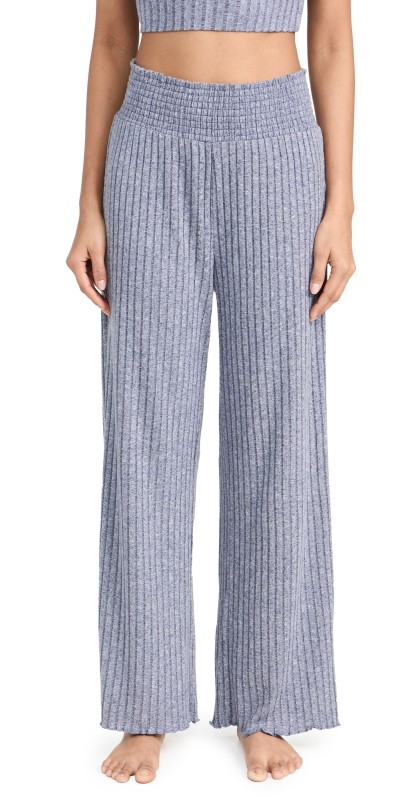 Z Supply Dawn Smocked Rib Pants Dusty Navy