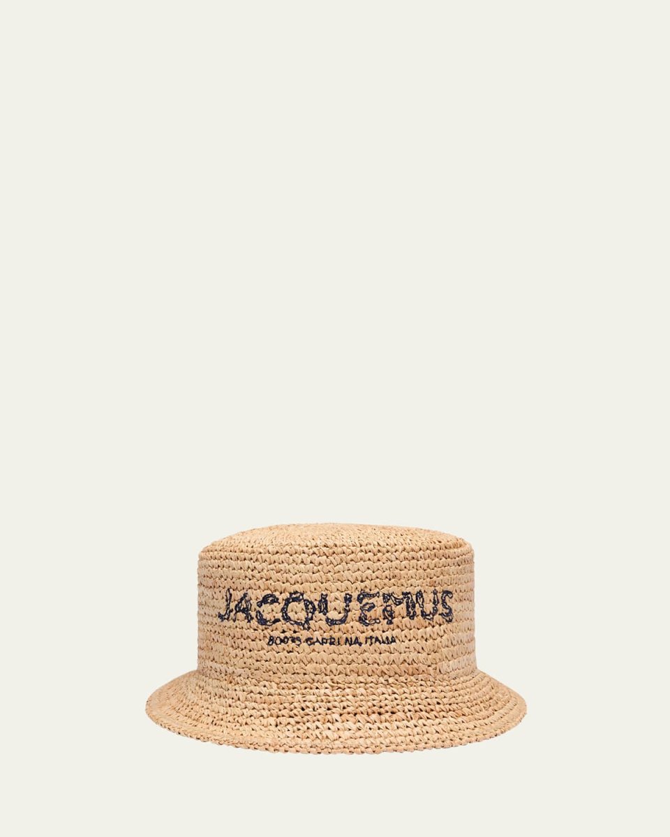 Le Bob Pesco Woven Raffia & Straw Bucket Hat