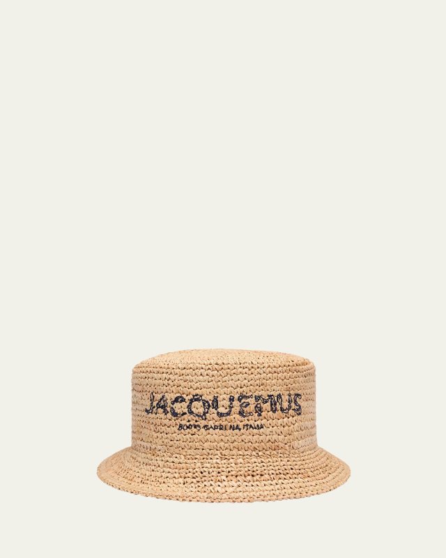 Le Bob Pesco Woven Raffia & Straw Bucket Hat