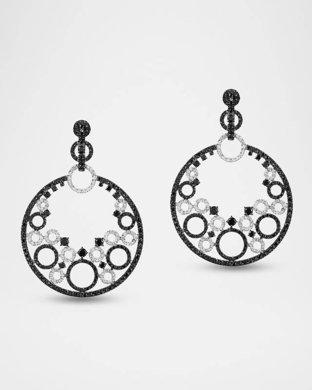 18K White Gold Black and White Diamond Earrings