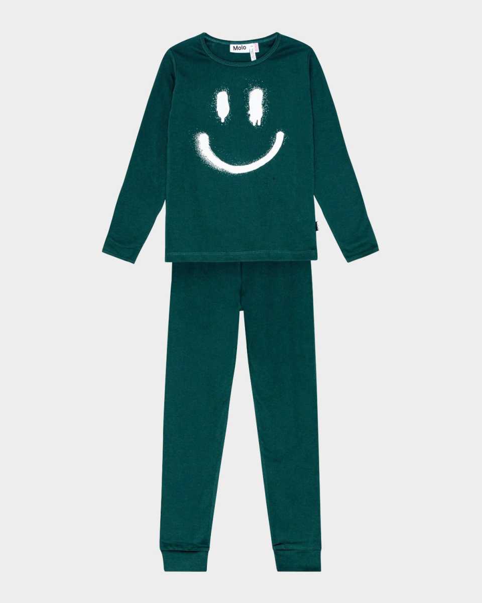 Boy's Lue Happy Face-Print 2-Piece Set, Size 8-12