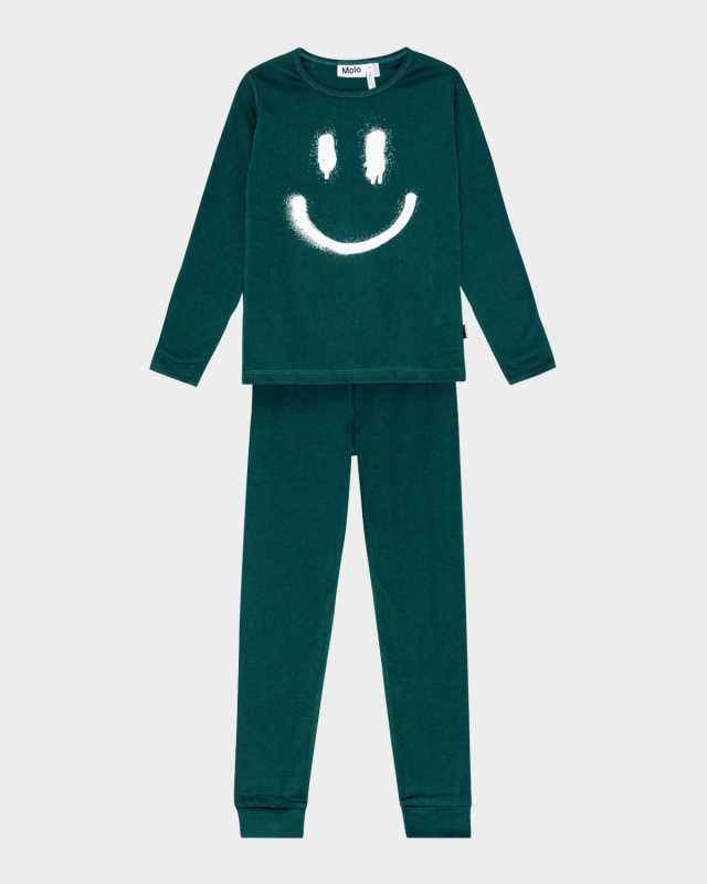 Boy's Lue Happy Face-Print 2-Piece Set, Size 8-12
