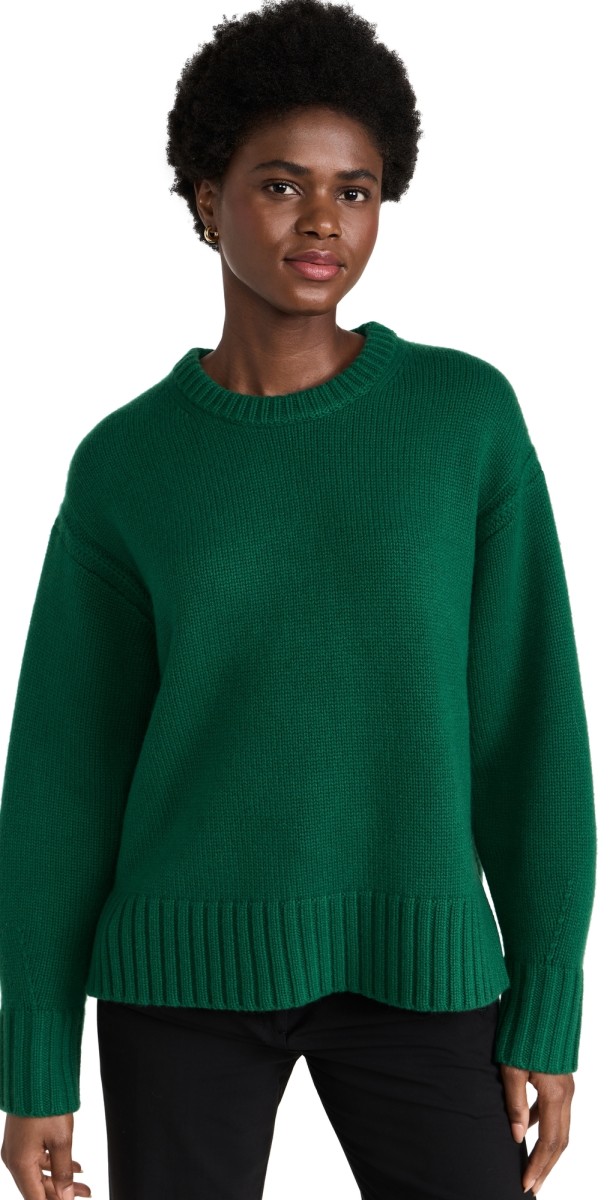 Guest in Residence Cozy Crew Cashmere Sweater Forest