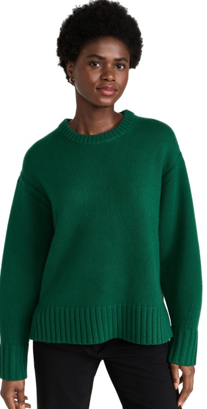 Guest in Residence Cozy Crew Cashmere Sweater Forest