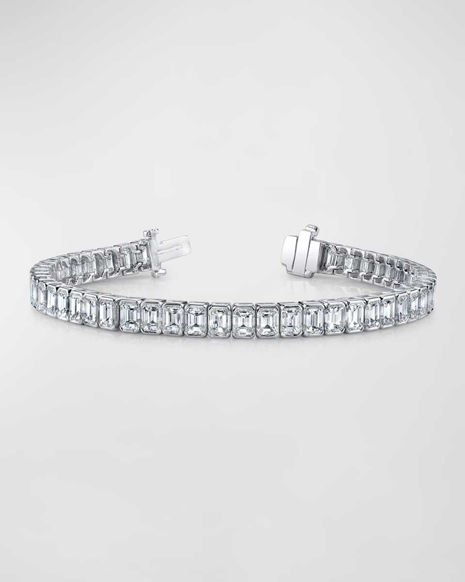 Platinum White Diamond Half-Bezel Bracelet, 7", 15.82tcw